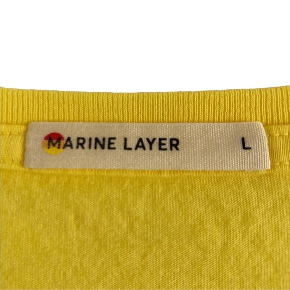 Marine Layer Mens Yellow Signature T-Shirt Size Large - Picture 4 of 6